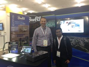 Pranamesh Chakraborty (right) at the ITS America 2016 Conference with sponsor Southwest Research Institute's Josh Johnson
