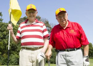 Jack Cleasby (left) and Wallace Sanders on the golf course (Photo by Kate Tindall)