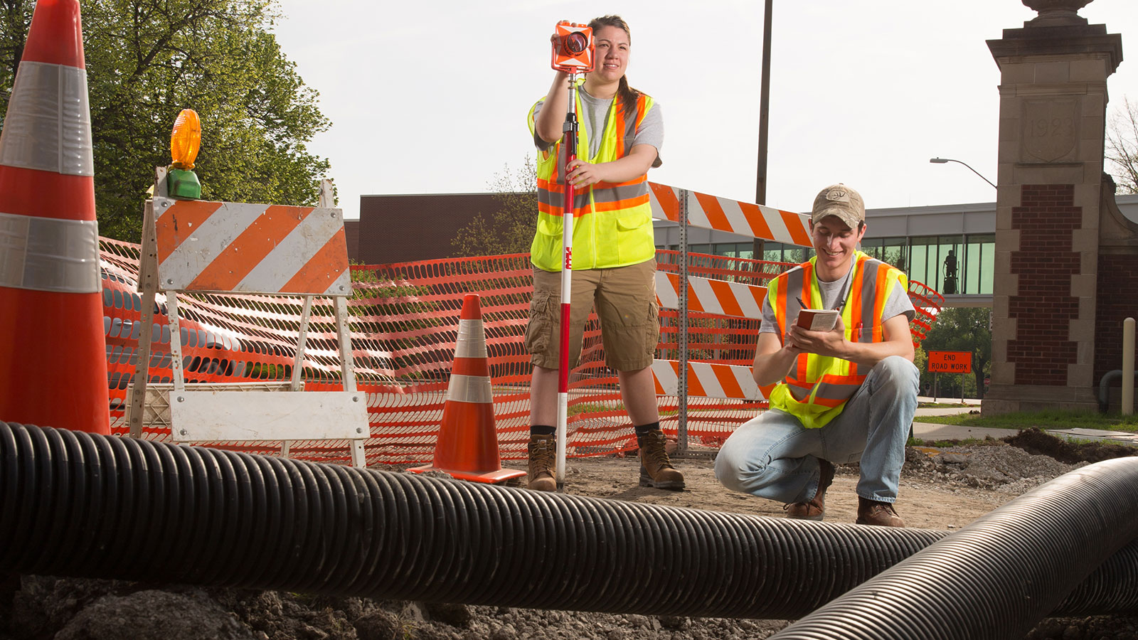 Student work at a construction engineering site