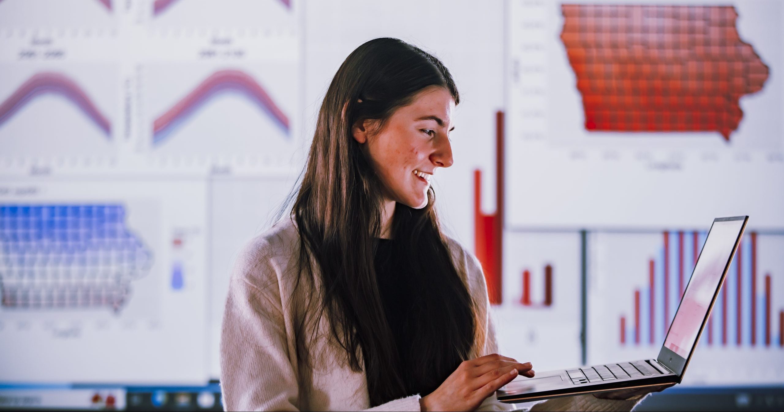 Student looking at her computer